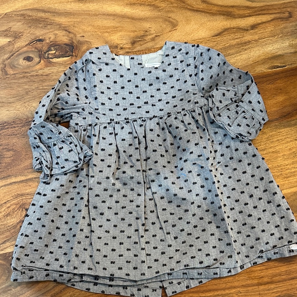 Tartine et Chocolat Charcoal Polka Dot Blouse